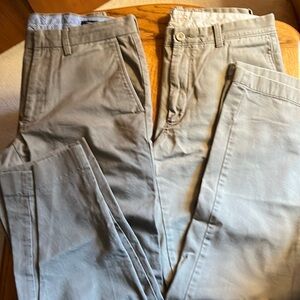 2 J Crew khaki pants one heavy light khaki and one lighter weight  darker khaki